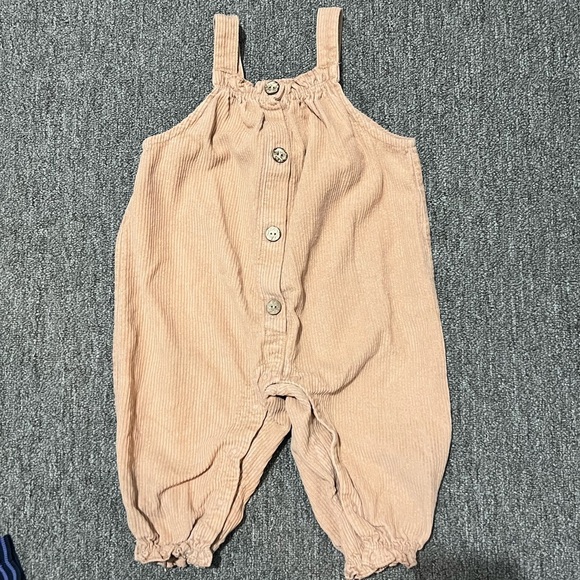 Play Up Organic Cotton Overalls 12 Months Corduroy Peach Snap - Picture 5 of 9